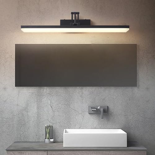 LED espejo baño apliques de pared interior de aluminio negro con luz cálida de 60 cm
