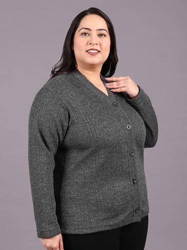 Image of HIFZAA Plus Size Sweater for Womens Woolen Full Sleeve Cardigan 3XL 4XL 5XL 6XL