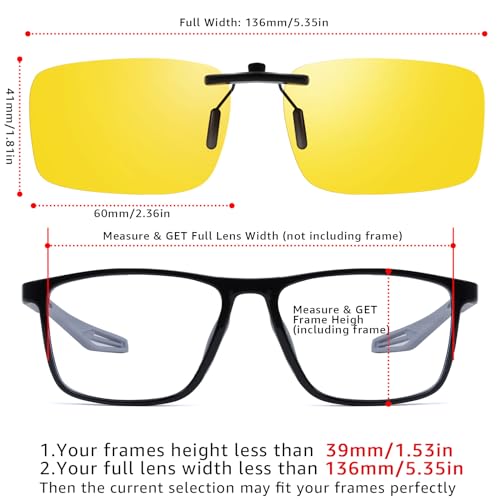 Trysee® Polarized Clip on Sunglasses Over Prescription Glasses UV400 Protection (Including Non-flip Up & Flip Up) TS-CO-3093