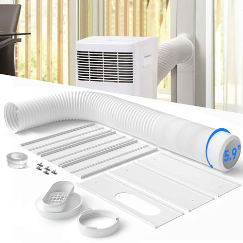 Toutgood Portable Air Conditioner Window Vent Kit with 82' Length, 5.9' Diameter Exhaust Hose, 15Pcs Universal PVC AC Window Slide Seal with 6 Panel(17' to 95') for Horizontal&Vertical Windows
