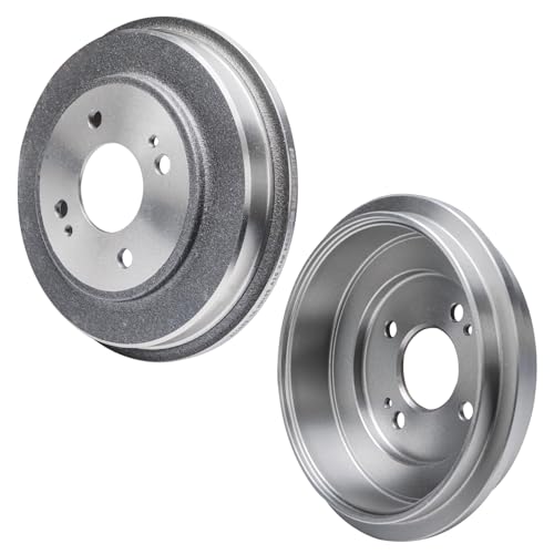 Image of Detroit Axle - 1.7L Brake Kit for 01-05 Honda Civic, Front Drilled and Slotted Disc Rotors Ceramic Brake Pads Rear Brake Drums Semi-metallic Brake Shoes 2001 2002 2003 2004 2005 Replacement
