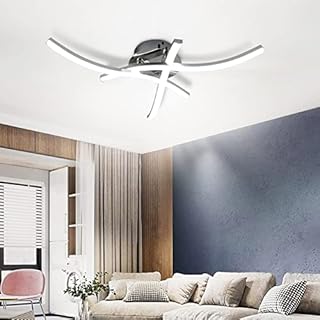 LED Ceiling Light, Elegant Curved Ceiling Lights, 18W Semi-Flush Ceiling Light, 3 Built-in LED Boards, Modern Ceiling Fixture for Living Rooms, Bedroom, Kitchen Hallway and Bedroom 85V-265V, 6000K