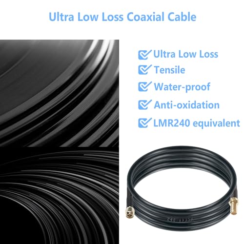 Maswell LMR240 Equivalent Coaxial Cable 2m 6.56ft, 50 Ohm Low Loss Extension Cable, SMA Male to Female for 5G 4G+ LTE WiFi Cellular GPS GNSS Router External Antenna Outdoor (Not for TV) - Image 6