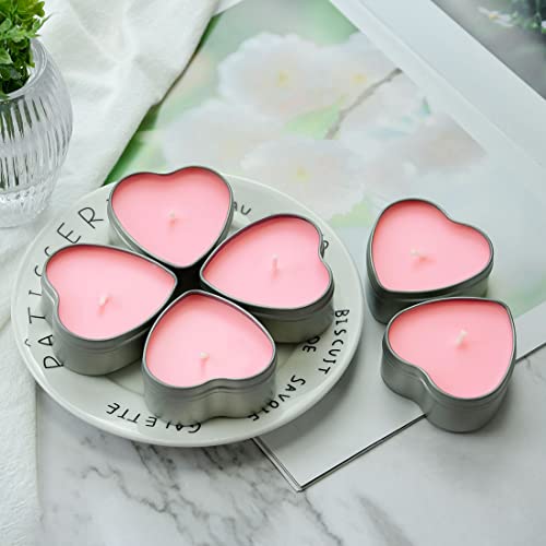 DEYBBY Rose Aromatherapy Pink Tea Light Large Candles, Highly Scented tealight Candles—6 Hours Burn Time for Valentine's Gift, Dinner, Wedding (Pack of 6) - Thumbnail 6