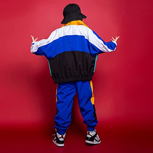 Image of LOLANTA Boys' Girls' Color Block Jacket Track Pants Sets Hip Hop Dance Patchwork Clothes Unisex Streetwear
