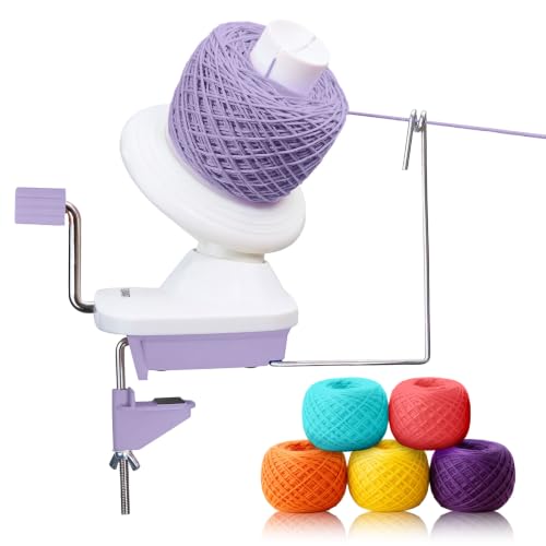 Image of Olikraft Manual Yarn Winder | Yarn Ball Winder, Roller, Baller Crochet Spinner for Crocheting | Clamp for 1 3 /4 inch Surfaces | Create Cakes up to 4oz (Lavender)