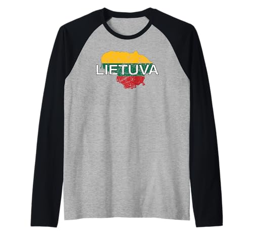 Bandera lituana Lietuva envejecida para hombres, mujeres y niños Camiseta Manga Raglan