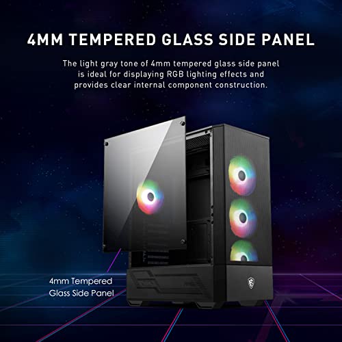 msi MAG Forge 112R - Premium Mid-Tower Gaming PC Case - Tempered Glass Side Panel - ARGB 120mm Fans - Liquid Cooling Support up to 240mm Radiator - Vented Front Panel by msi - Used condition - US$58.77