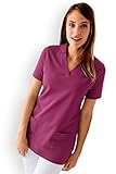 Seitenschlitze CLINIC DRESS - Damen-Longshirt Berry mit Zwei Taschen Berry 38/40
