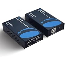 OREI USB 2.0 Over Ethernet Cat5e/6 Extender LAN Upto 330 Feet - Extends 2 Ports USB-A Signal Over LAN Ethernet - Power Over Cable for Long Distance Extension Supports All Operating System
