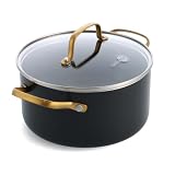 グリーンパン GREENPAN 両手鍋 20cm 3.11L ガラス蓋付 IH・ガス火対応 ブラック 【ストゥディオ】 セラミックコーティング PFASフリー 有害物質不使用
