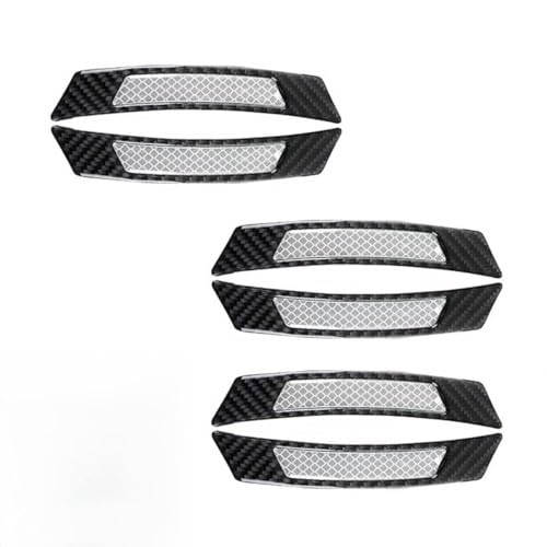 CyperFair 6 PCS Car Wheel Eyebrow Stickers, Carbon Fiber Reflective Warning Protector, Anti-collision Tight Fitting Side Marker Paint Guard, Universal Self-adhesive Exterior for Most Cars (White)