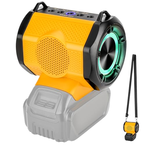 WaxPar Mini altavoz para Dewalt batería de 20 V, altavoces inalámbricos inalámbricos de 20 W, sonido HD, emparejamiento TWS, conexión 5.3, tiempo de reproducción 24 horas