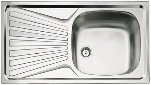 Teka Fregadero Cocina 1 Seno con Válvula y Escurrido Cuadrado de Acero Inoxdiable 78 x 43,5 x 14,6 cm para Mueble de 80cm Cover