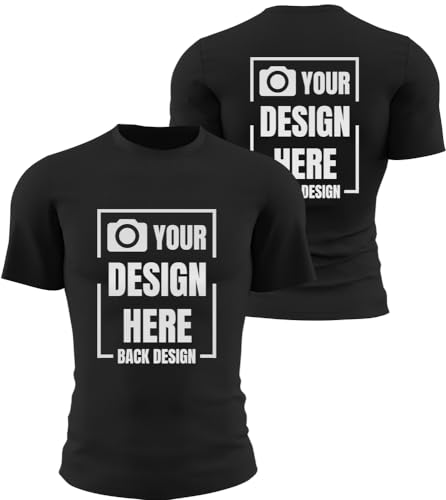 KYZMZ Custom T Shirts - Customized Unisex Crewneck Tee Shirt - Design Your Own Image, Text & Photo - Personalized Front/Back