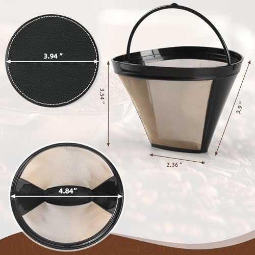 Wiederverwendbare Kaffeefilter, 4 für Permanentfilter für Ninja-Kaffeemaschine für Cuisinart Filterkorbersatz (2 Kaffeefilter und 2 Kaffeeuntersetzer) – Bild 4