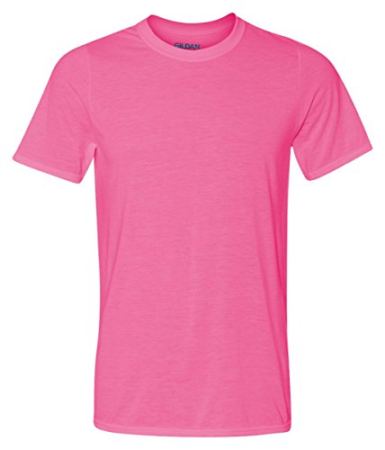 Gildan Men's 100% Polyester Moisture Wicking Performance T-Shirt, Safety Pink, Large