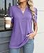 Women Summer Outfits 2026 Short Sleeve Henley Neck Shirts Ladies Button Tops Trendy Beach Vacation Clothes Light Purple