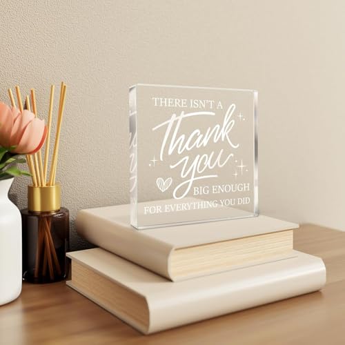 Image of Thank You Gifts for Women Men, Teacher Appreciation Gift, Mothers Day Gifts, Thanksgiving Day gift, Leaving present, Thank You present for Leader Colleague Principal Coworker Daycare Nurse Boss, Square Acrylic Desk Decor Plaque