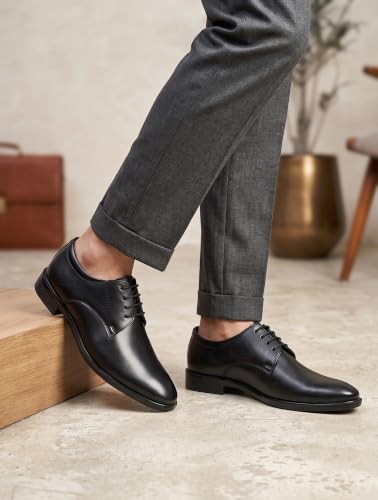 Image of Men's Black Derby Formal Lace-Up Shoes