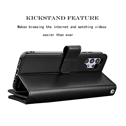 Njjex Case For Samsung Galaxy A32 5G, For Galaxy A32 5G Wallet Case, [9 Card Slots] Pu Leather Credit Holder Folio Flip [Detachable] Kickstand Magnetic Phone Cover & Lanyard For Samsung A32 [Black] #TOP4