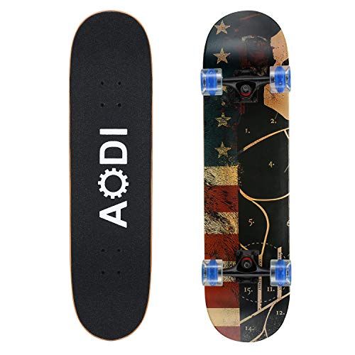 SANSIRP Skateboard Merkapa 31" Complete Skateboards Standard with Colorful LED Wheels 7 Layers