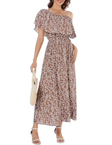 Image of Bluetime Womens Maxi Dress Off Shoulder Floral Print Boho Beach Long Summer Dresses