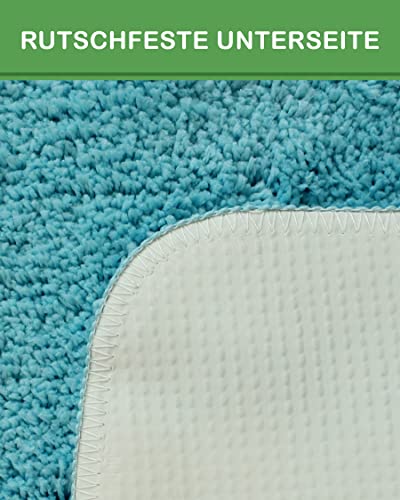 DILUMA | Badematten Set 2 Teilig Badematte 50x80 und WC Vorleger 45x50 cm Grau | Badteppich Set | Flauschiger Hochflor, Weich, rutschfest, Saugstark – Bild 7