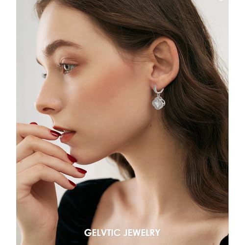 Image of Clover Earrings for Women Trendy 14K Gold Plated Four Leaf Stud Earrings Silver Flower Huggie Hoop Lucky Dangle Drop Earrings Jewelry St. Patrick's Day Christmas Anniversary Birthday Gift for Lover Daughter Mother Girlfriend