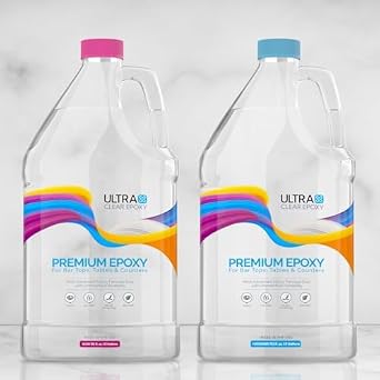 UltraClear Epoxy Resin - 1 Gal Kit (64oz Resin + 64oz Hardener) | Table Tops, Bar Tops, Countertops | USA Made - Food Safe, Bubble-Free, UV Resistant - Easy Application