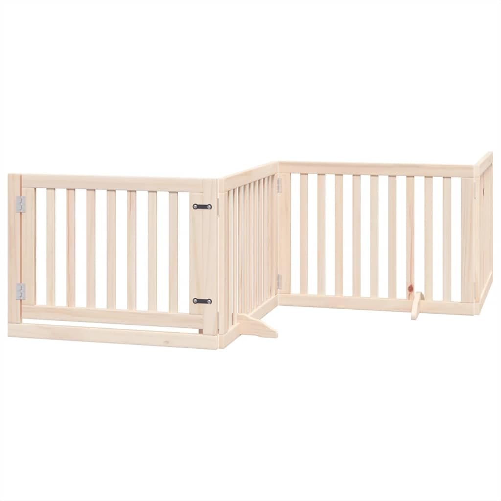 10-TLG. Puerta plegable para perros de madera de álamo con puerta de 800 cm de longitud independiente, para perros, cachorros, jardín, terraza, protección y seguridad en exteriores