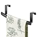 mDesign Steel Over Door Curved Towel Bar Storage, Hanger for Cabinet or Cupboard, Holder Rack for Kitchen, Bathroom - Holds Hand/Dish Towels, Washcloths - Spira Collection - 2 Pack - Black