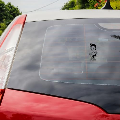 Image of KREEPO Pack of 2 Lord Hanuman Religious Self-Adhesive Vinyl Car Decal Sticker for Exterior Use| Dashboard| Windshield (Black)