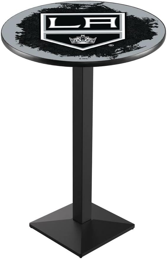 Holland Bar Stool Co. L217-36" Black Wrinkle Los Angeles Kings Pub Table with 36" Dia. top