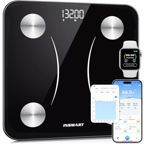 INSMART Smart Scale for Body Weight,Accurate Digital Bathroom Scale,12x12 inches