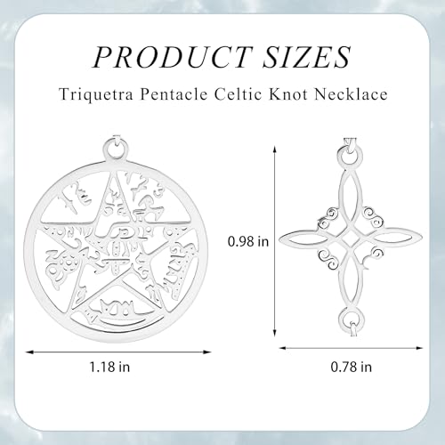 Witches Knot Necklace - Triquetra Celtic Knot Necklace, Stainless Steel Triquetra Pentacle Wiccan Jewelry, Nudo de Brujas Amuleto de Protección, Pagan Christian Celtic Witchy Jewelry for Women2