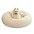 SlowTon Dog Bed, Ultra Soft Donut Cuddler Nest Warm Plush Dog Cat Cushion with Cozy Sponge Non-Slip Bottom for Small Medium Pets Snooze Calm Sleeping Indoor, Machine Washable (23.6", Cookie)