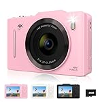 Digital Camera, FHD 4K 48MP Point and Shoot Digital Camera for Kids with 16X Zoom, 32GB Card, Anti-Shake, Compact Small Camera for Teens Boys Girls Beginner Kids Gift