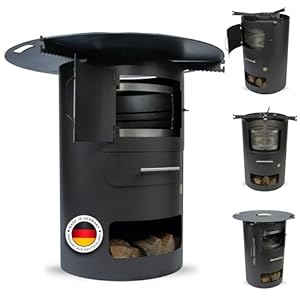 Komplettset – Multifunktionstonne mit 100cm Feuerplatte in 8mm Stärke #2001 – Feuerkorb & Zubehör – A. Weyck Tools Vielseitige Dutch Oven Station, Feuertonne & Grillfass – Hitzebeständig bis 700 Grad