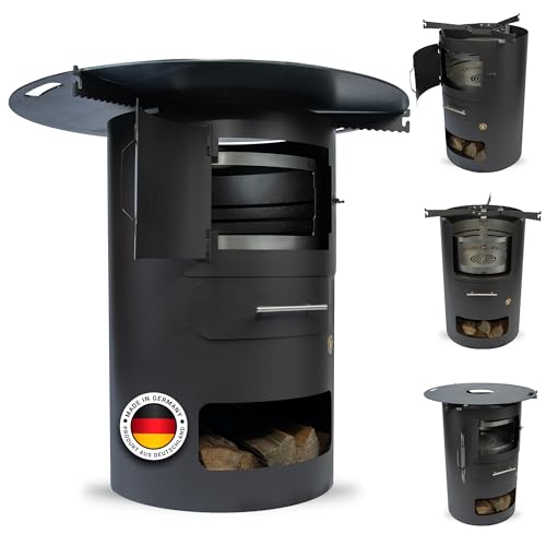 Komplettset – Multifunktionstonne mit 100cm Feuerplatte in 6mm Stärke #1372 – Feuerkorb & Zubehör – A. Weyck Tools Vielseitige Dutch Oven Station, Feuertonne & Grillfass – Hitzebeständig bis 700 Grad