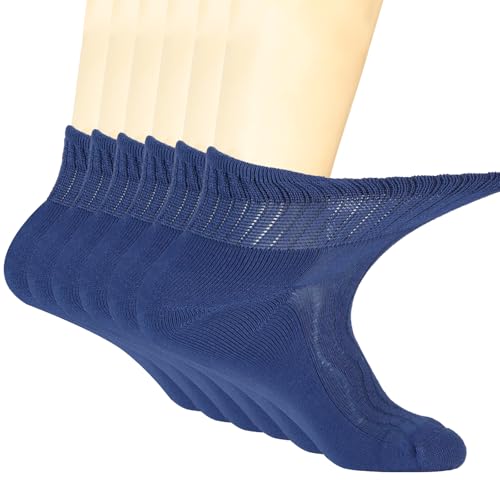 Image of +MD Bamboo Viscose Ankle Diabetic Socks for Men & Women, 6 Pairs, Soft Cushioned, Non-Binding Loose Top, Extra Wide