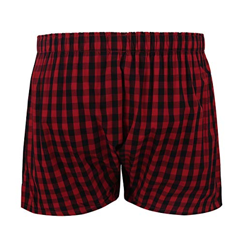 Men's Boxer Short Cotton Tartan Plaid Comfy Pajama Bottom Casual Soft Sleep Shorts with Button Fly2
