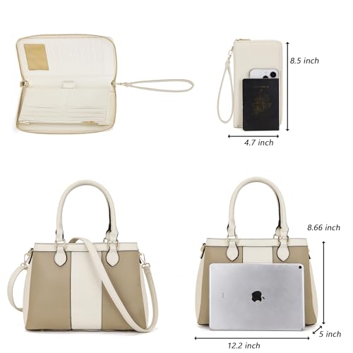 Image of Qiyuer Purses and Wallet Set for Women Satchel Handbag Tote Bag | 3 Zippered Compartments,Pebble PU leather,Multi-slot design,Everyday commuting