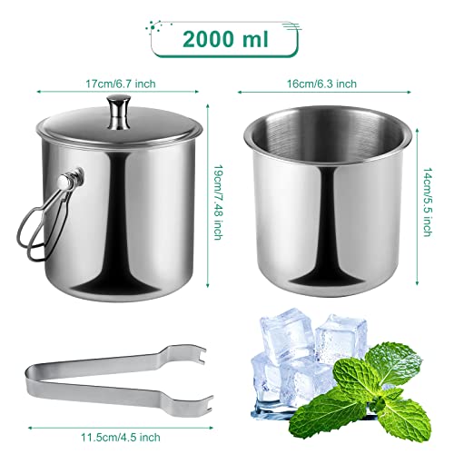 Eiskübel aus Edelstahl 2L für Eiswürfel und Getränke