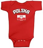 Threadrock Unisex Baby Polska Polish Flag Bodysuit 6M Red