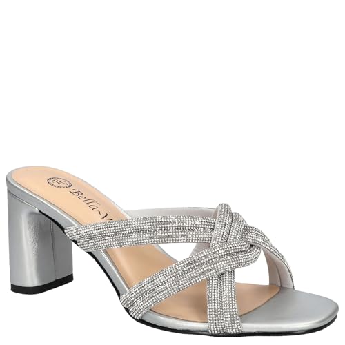 Bella Vita Womens Carmen Slip On Block Heel Silver 10 Extra Wide (E+, WW)