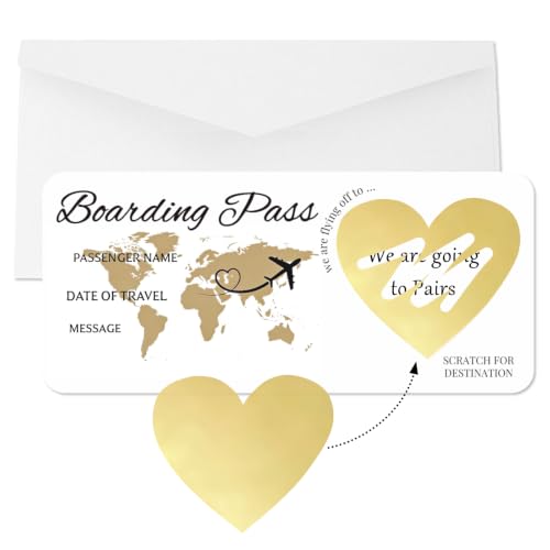 Holiday Scratch Card Reveal - Surprise Trip Reveal Gift with Boarding Pass Design Scratch Off Stickers for Spouse Family Lover