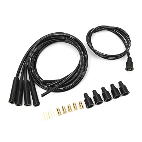 Juego de Cables de Bujía de 8mm, Encendido Estable de Alta Eficiencia para Coches Clásicos de 4 Cilindros (BLACK)
