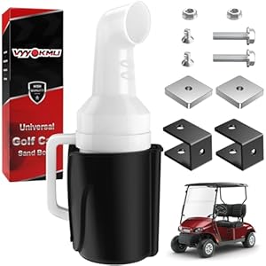 Universal Golf Cart Sand Bottle with Holder, No Drilling Golf Cart Divot Filler Sand Bottle with Handle for Club Car, EZGO, Yamaha Carts with 1″ Square Tube Bracket, Seed Container, 1PCS