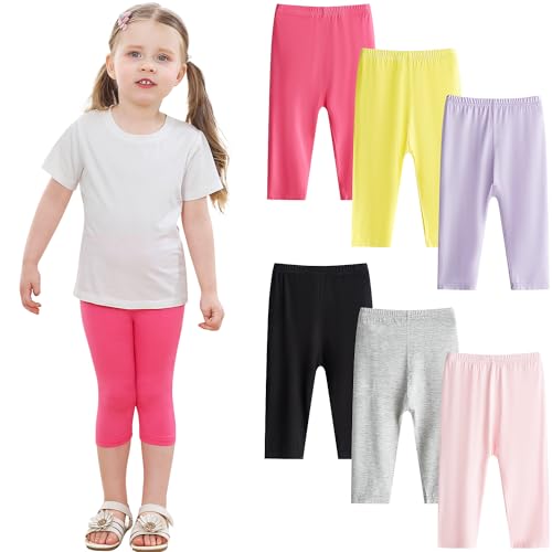 Charmi Legging Capri 3/4 Court Pantacourt Pantalon Été Fille Lot de 6 Un Été Coloré 5-6 Ans (Taille du Fabricant 120)